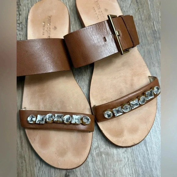 kate spade Shoes - Kate Spade • Brown Leather Jeweled Strappy Sandals